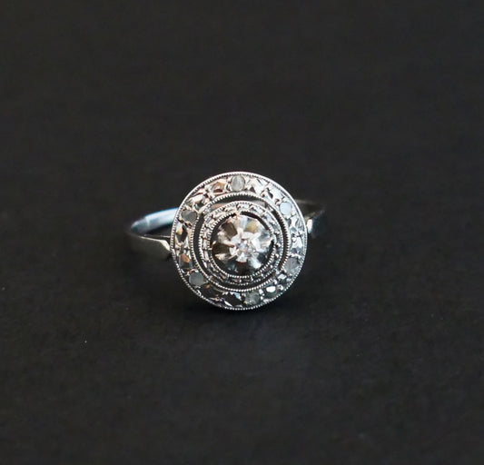 Bague Or 18 Carats Et Platine Diamants