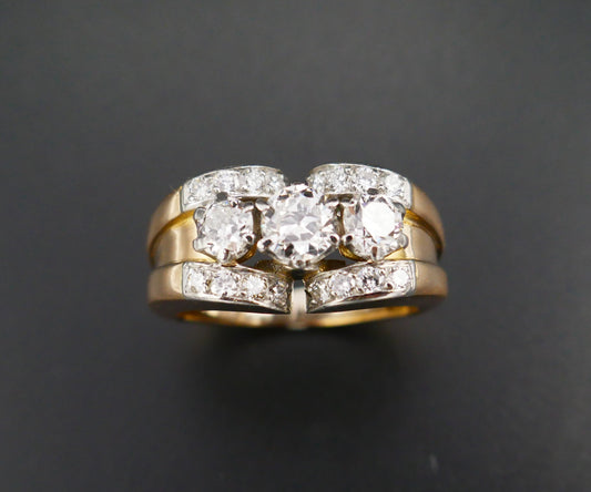 Bague Tank Ornée De Diamants, Or 18 Carats