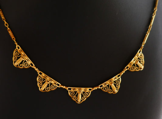 Collerette Motifs Papillons, Or Jaune 18 Carats