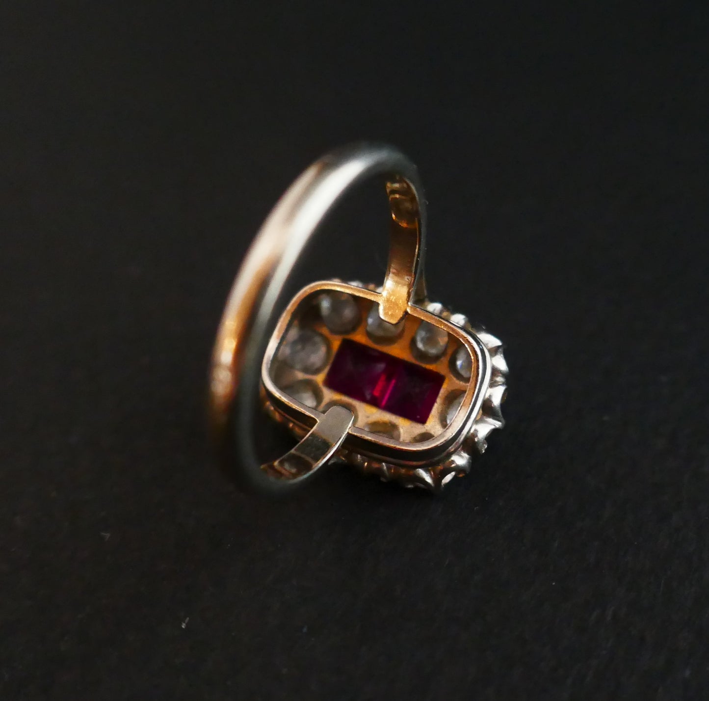 Bague Ancienne Diamants Et Rubis Verneuil Calibrés