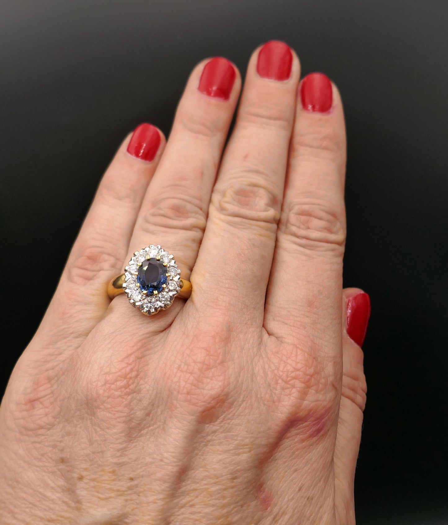Bague Saphir 1,95 Carat Et Diamants 1 Carat, Or Jaune 18 Carats.