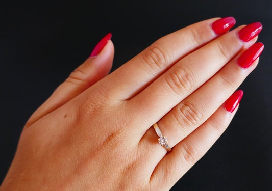 Solitaire Diamant 0,15 Carat, Or Blanc 18 Carats