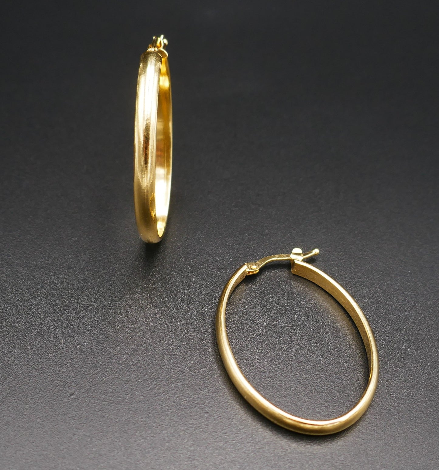 Grande Boucles d'Oreilles Créoles 3,5 cm, Or Jaune 18 Carats.