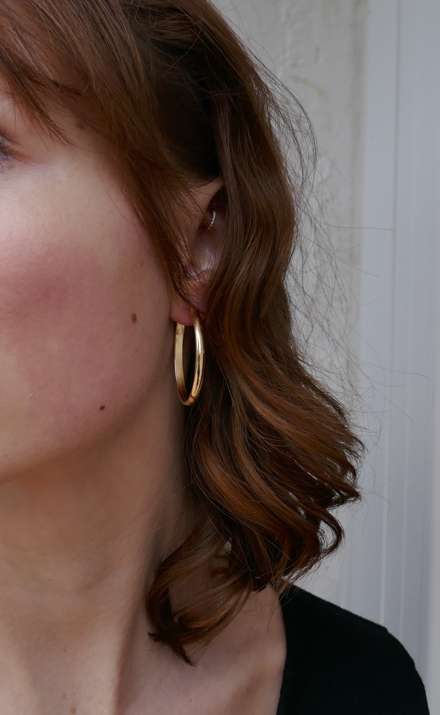Grande Boucles d'Oreilles Créoles 3,5 cm, Or Jaune 18 Carats.
