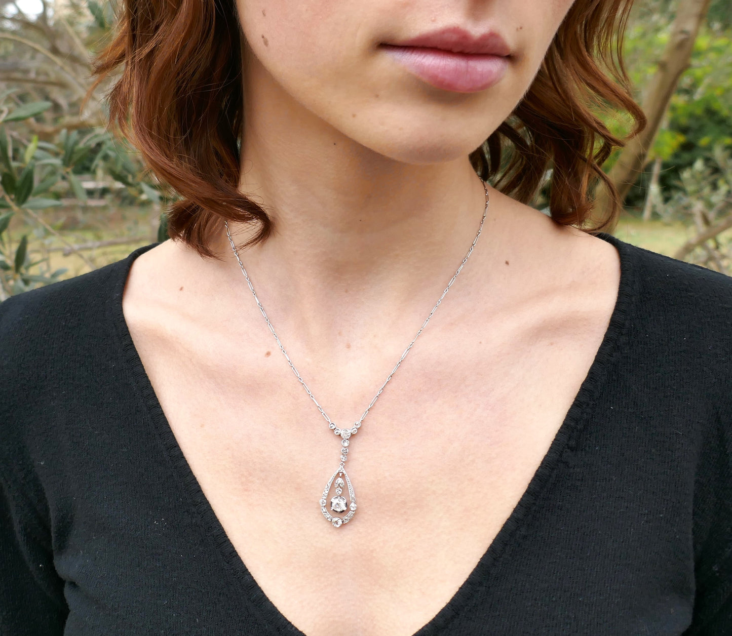 Collier Pendentif Diamants, Vers 1910.