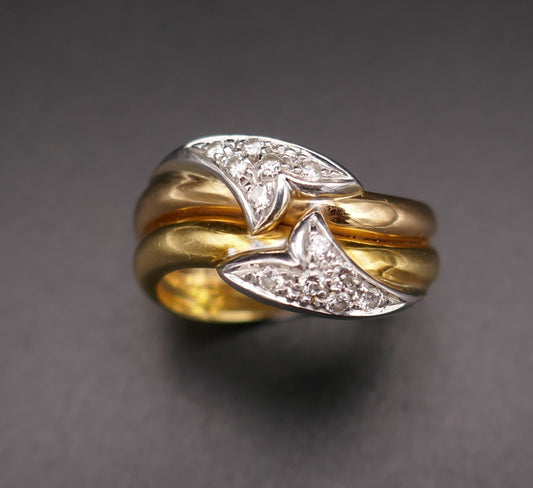 Bague Diamants Or Rose Et Or Jaune et or blanc 18 Carats.