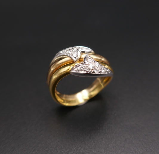 Bague Diamants Or Rose Et Or Jaune et or blanc 18 Carats.