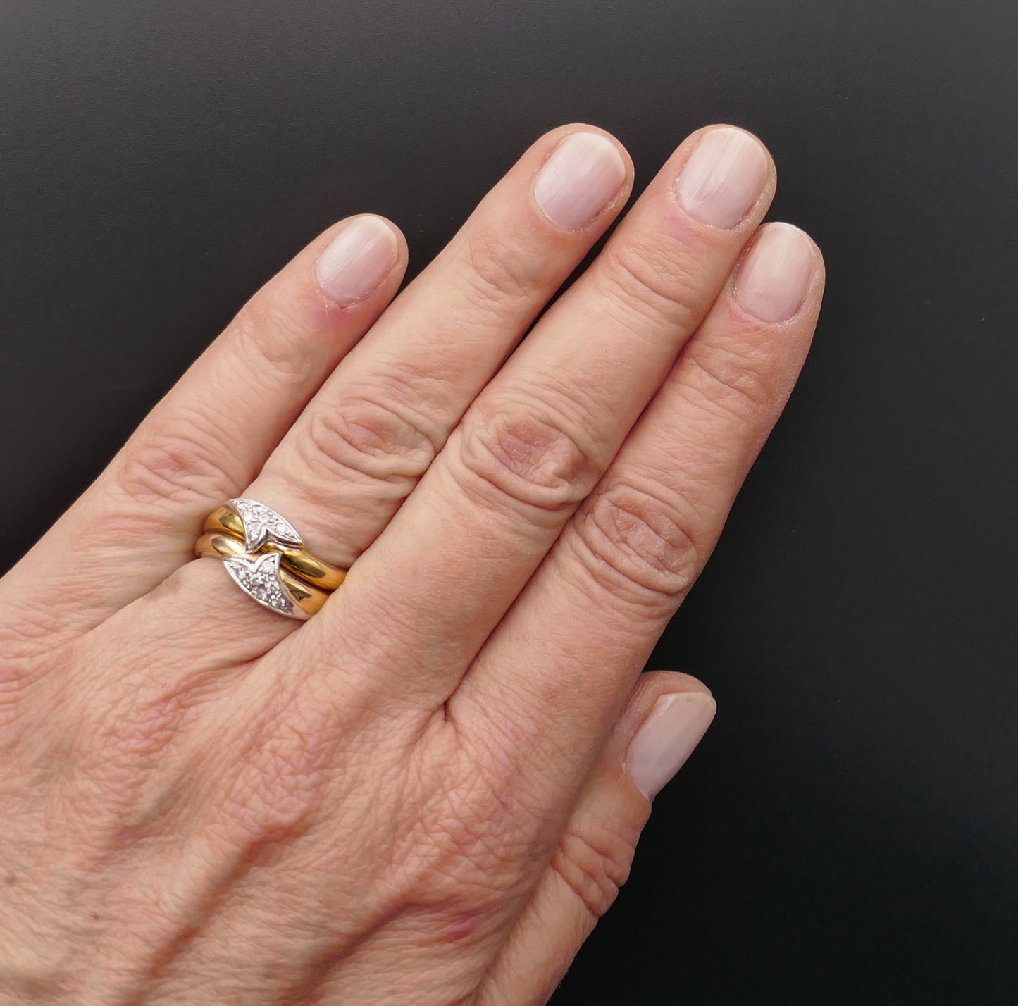 Bague Diamants Or Rose Et Or Jaune et or blanc 18 Carats.