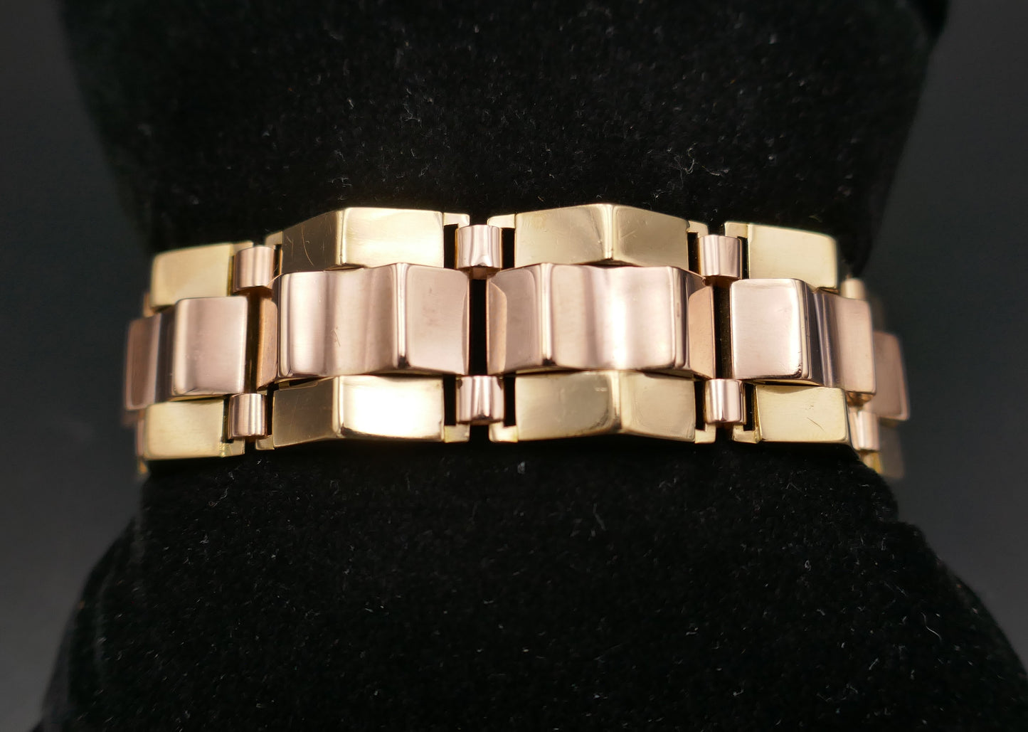 Bracelet Tank En Or Rose Et Or Jaune 18 Carats.