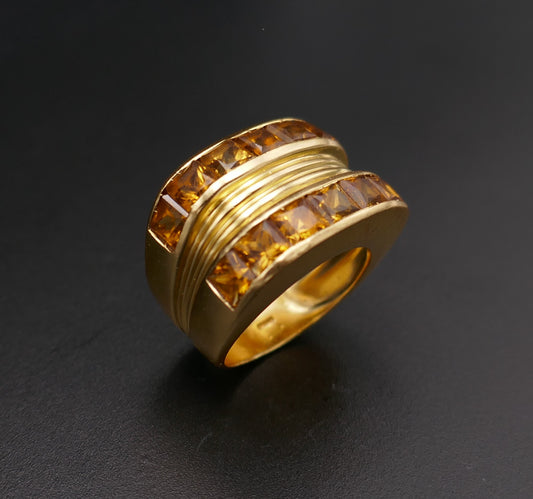FRED, Bague Signée Ornée De Citrines, Or Jaune 18 Carats.