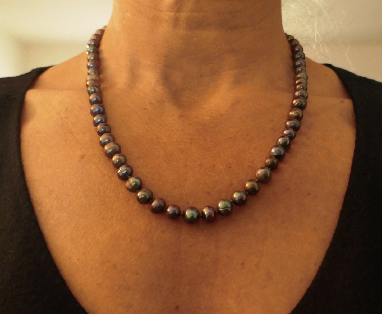 Collier De Perles De Tahiti, Fermoir Or blanc 18 carats.