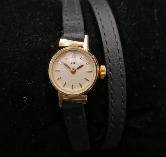 LIP Montre En Or 18 Carats, bracelet double tour. Excellent état.