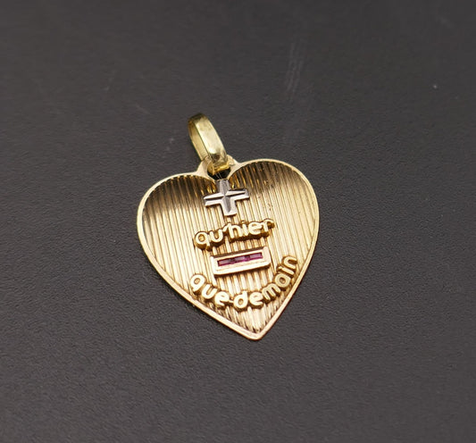 Augis, grand pendentif coeur, or 18 carats.