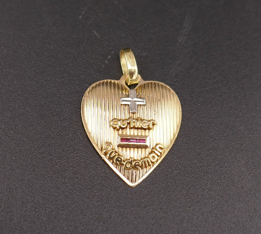 Augis, grand pendentif coeur, or 18 carats.