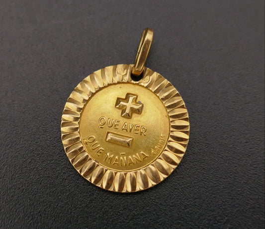 Rare version espagnole de la médaille Augis, double face, or jaune 18 carats.