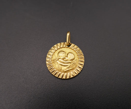 Rare version espagnole de la médaille Augis, double face, or jaune 18 carats.