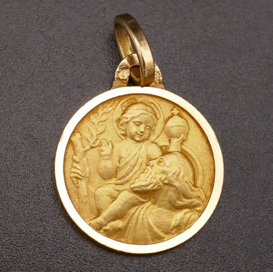 Médaille ancienne Saint Christophe. Or 18 carats. Neuve de stock