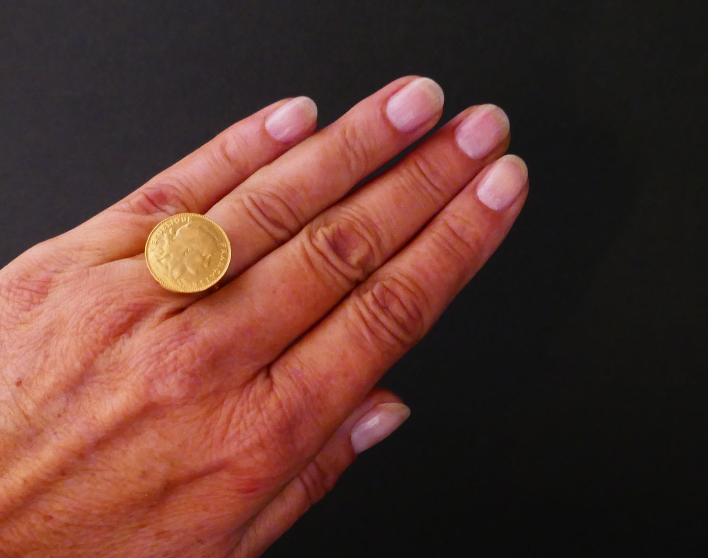 Bague chevalière vintage Pièce 10 francs Or 18 Carats