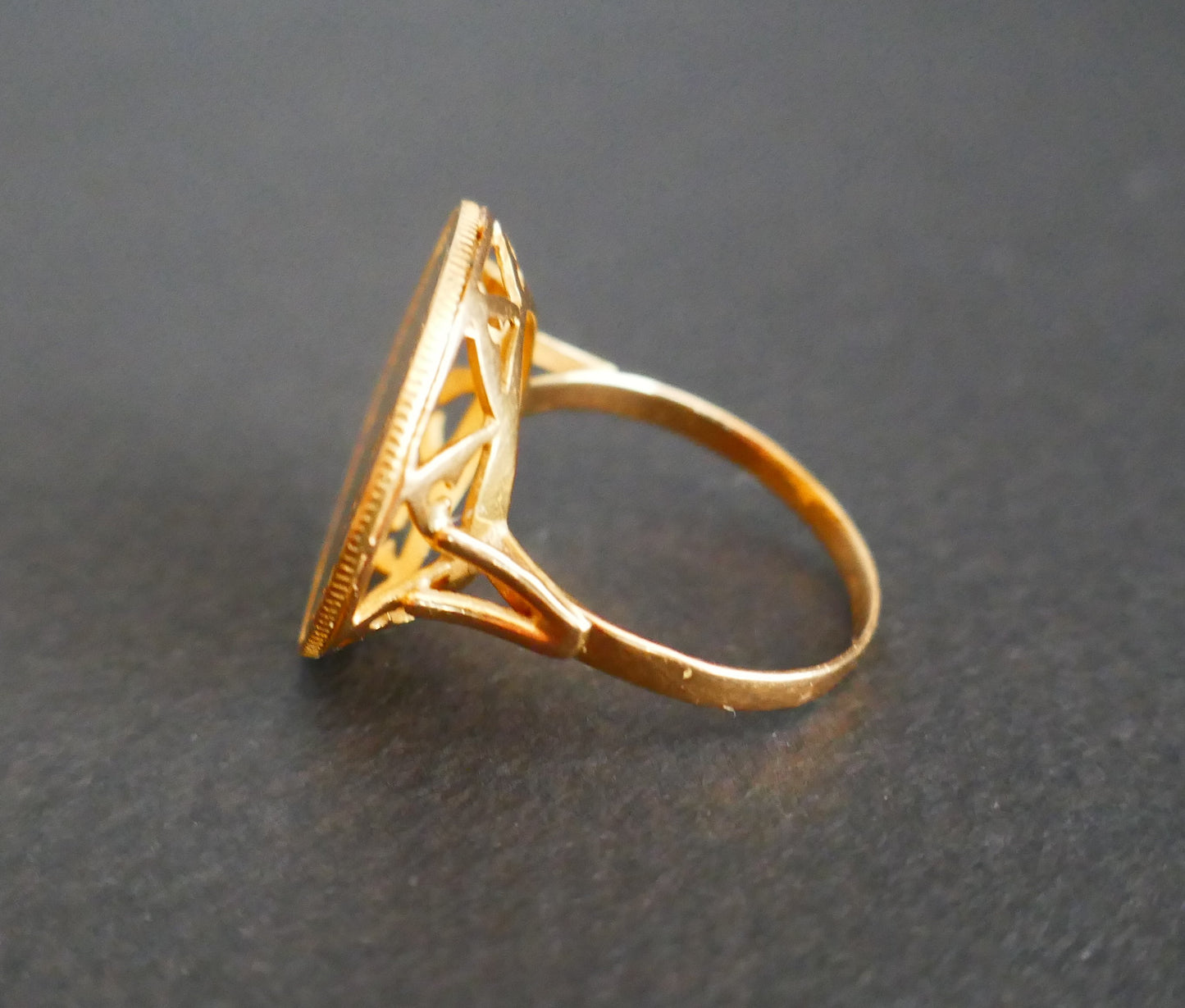 Bague chevalière vintage Pièce 10 francs Or 18 Carats