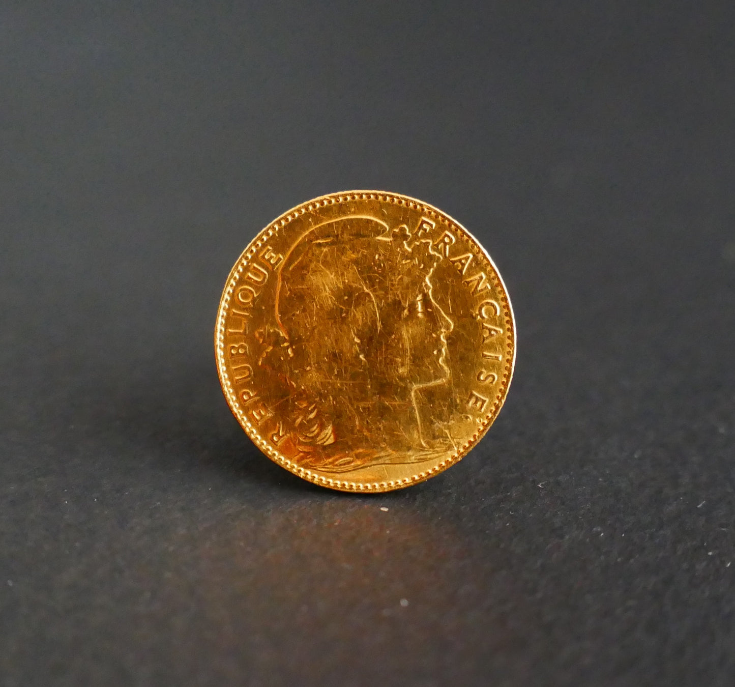 Bague chevalière vintage Pièce 10 francs Or 18 Carats