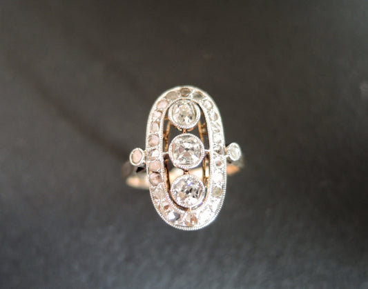 Bague Ancienne Diamants, Or 18 Carats