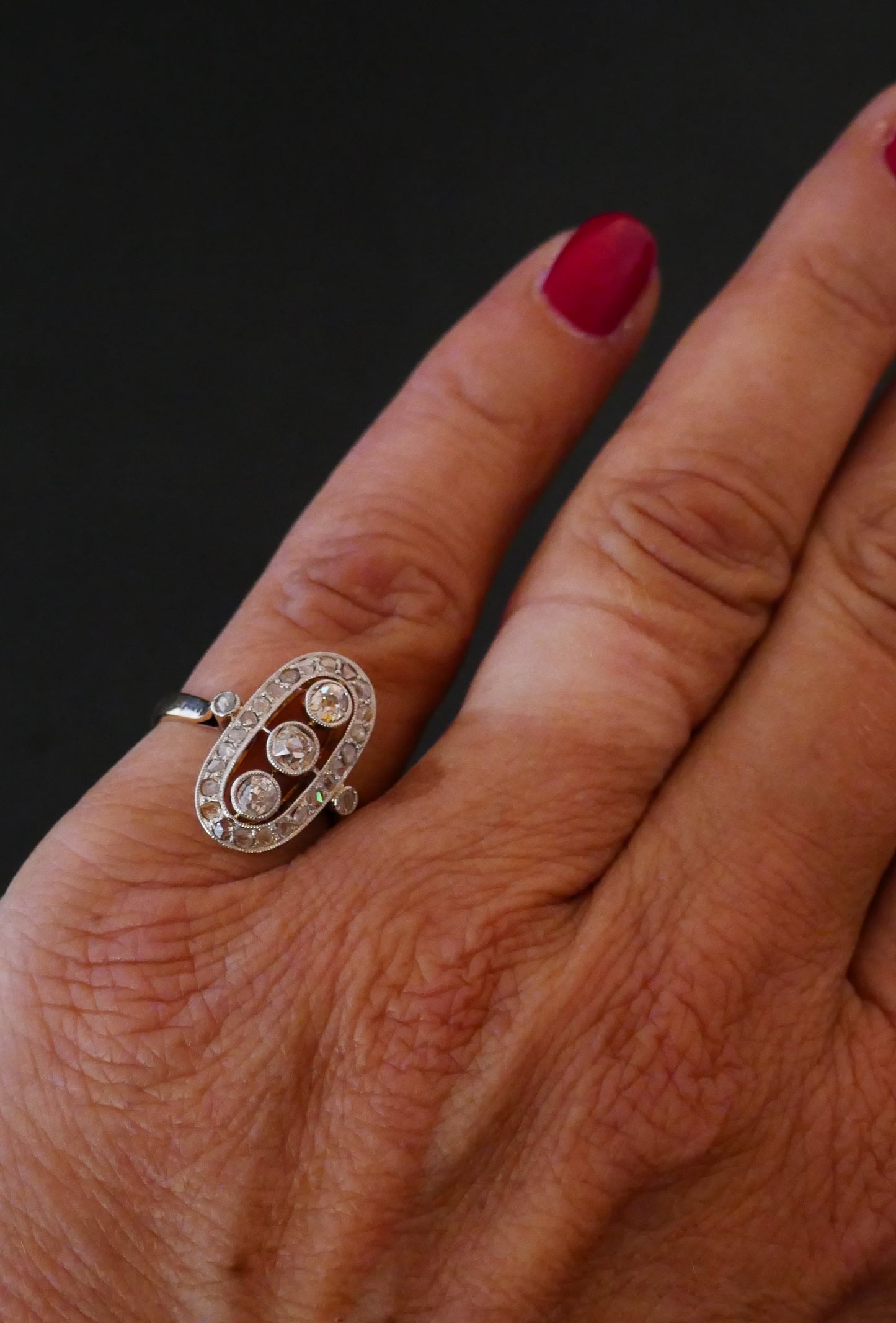 Bague Ancienne Diamants, Or 18 Carats