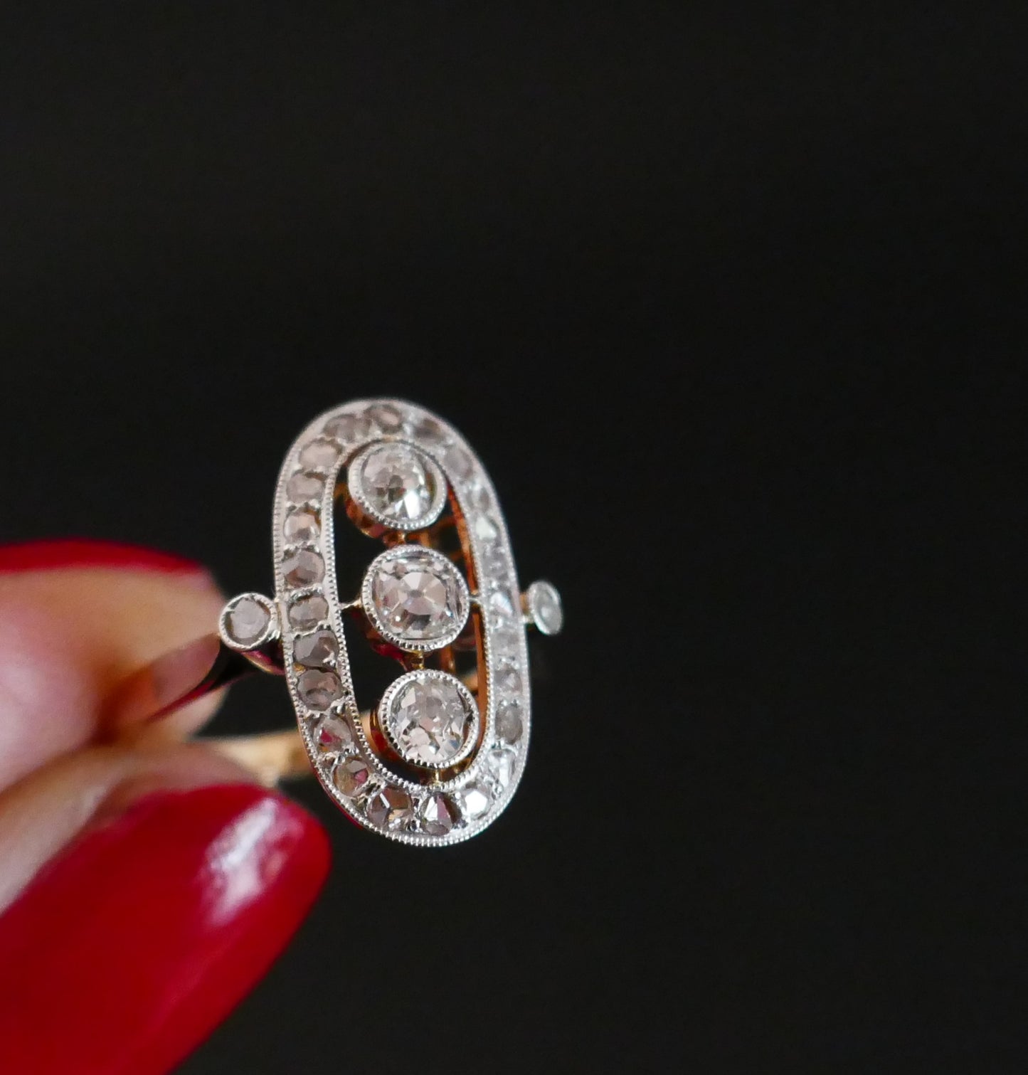 Bague Ancienne Diamants, Or 18 Carats