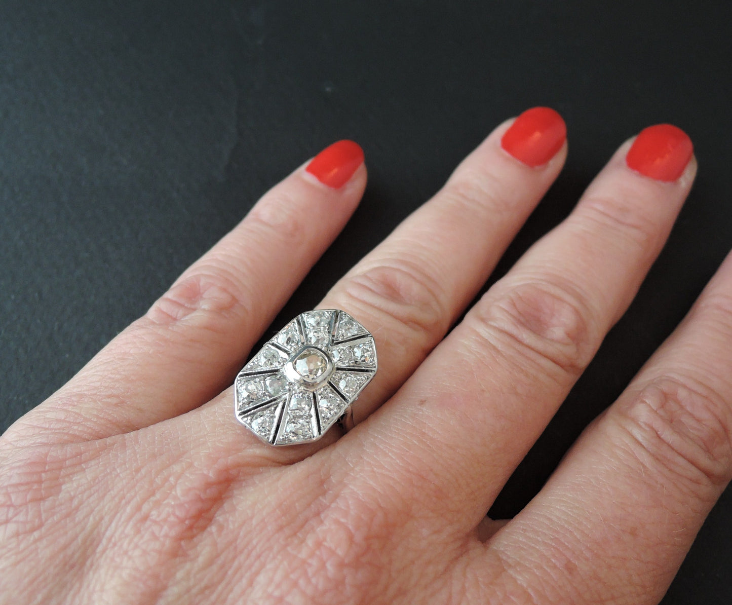 Bague Art Déco Pavée De Diamants