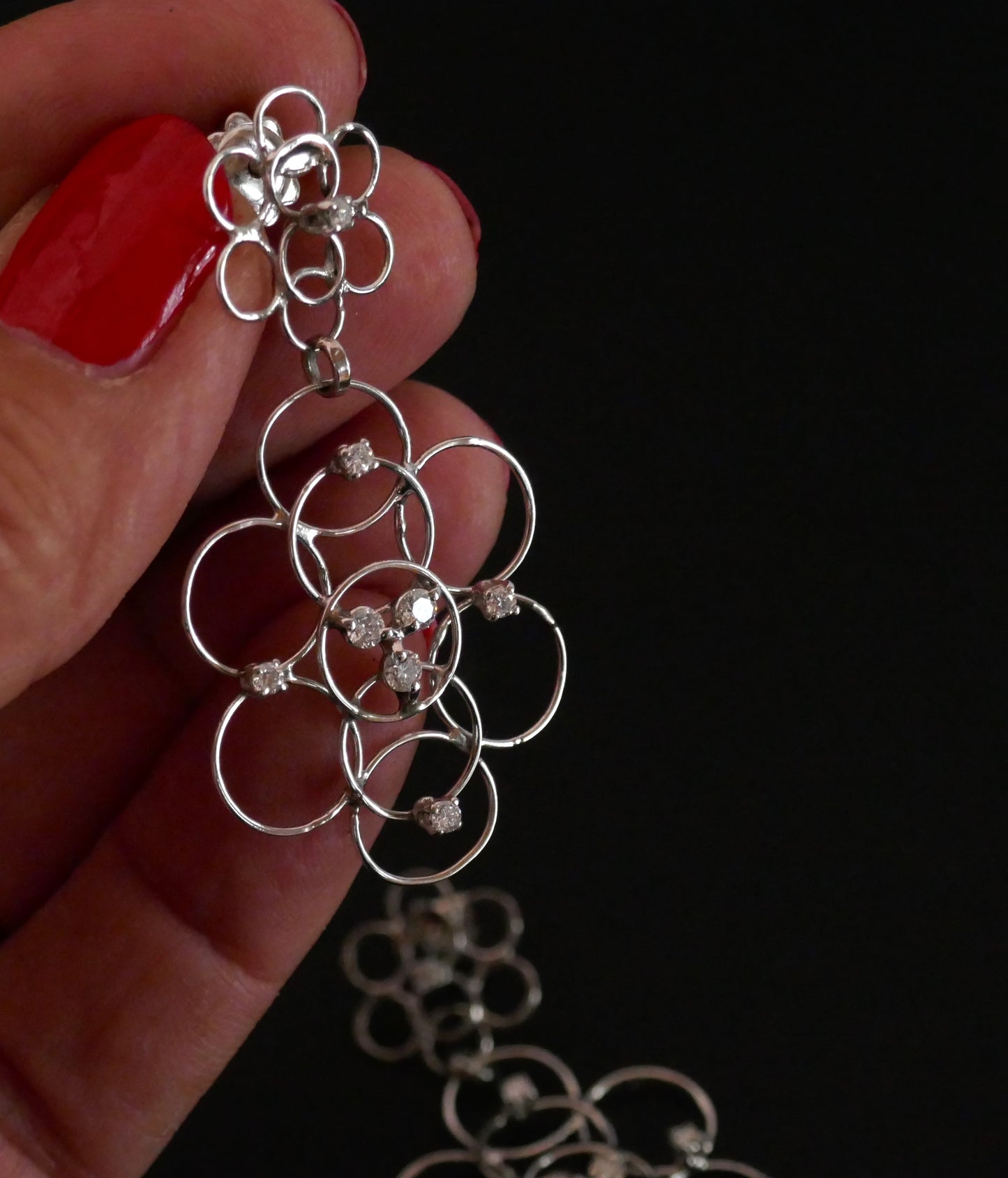 Boucles d'Oreilles Diamants, Or Blanc 18 Carats