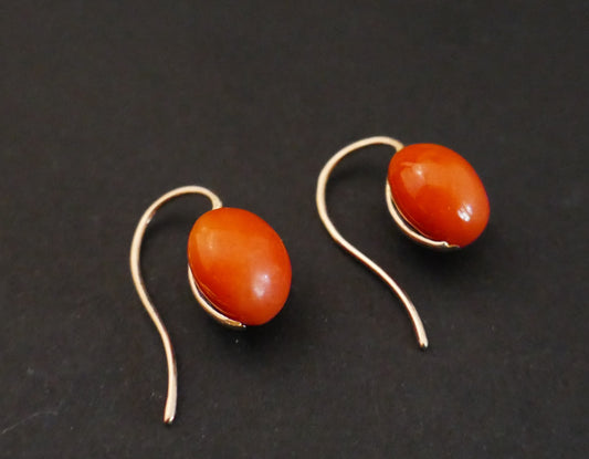 Boucles d'Oreilles Corail, Or 18 Carats