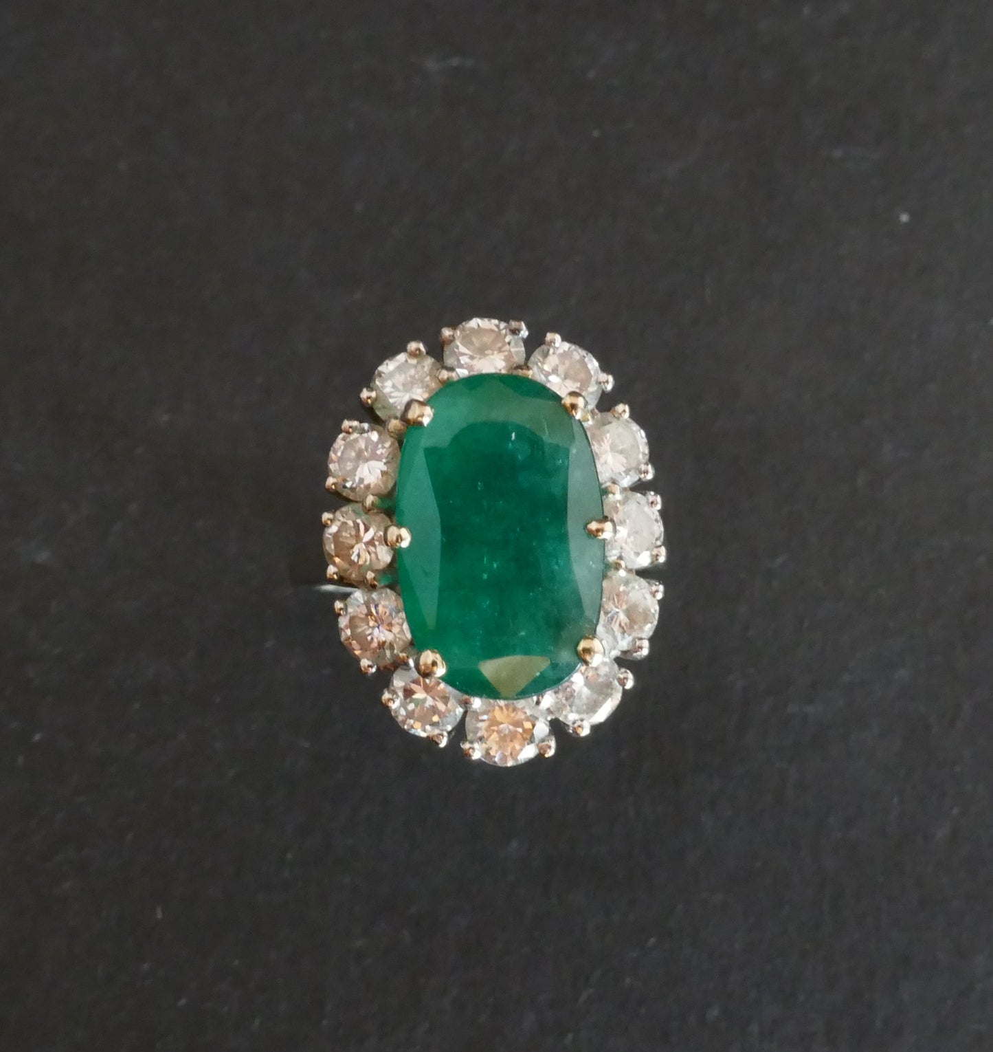 Bague émeraude Diamants, Or Blanc 18 Carats