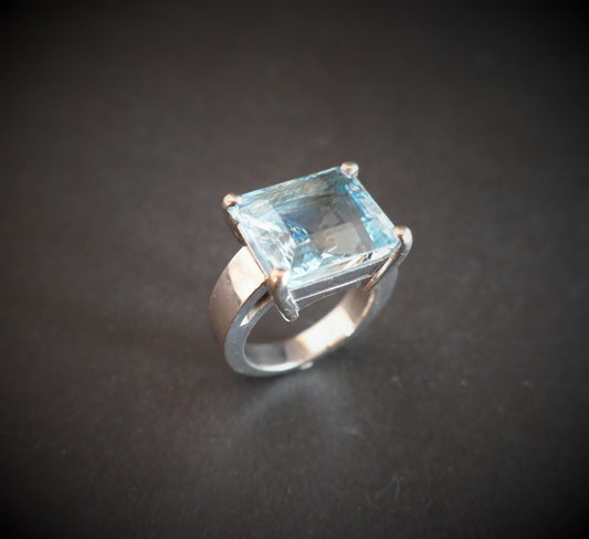 Bague Aigue-marine 10 Carats, Certificat De Gemmologie