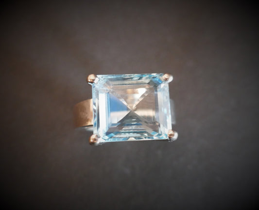 Bague Aigue-marine 10 Carats, Certificat De Gemmologie