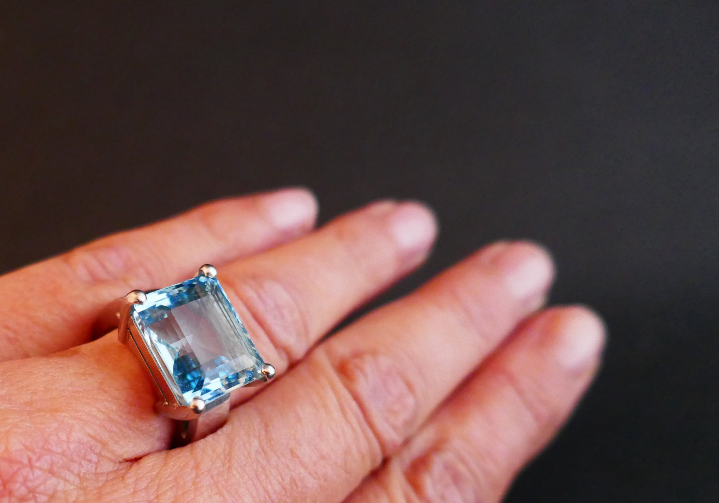 Bague Aigue-marine 10 Carats, Certificat De Gemmologie