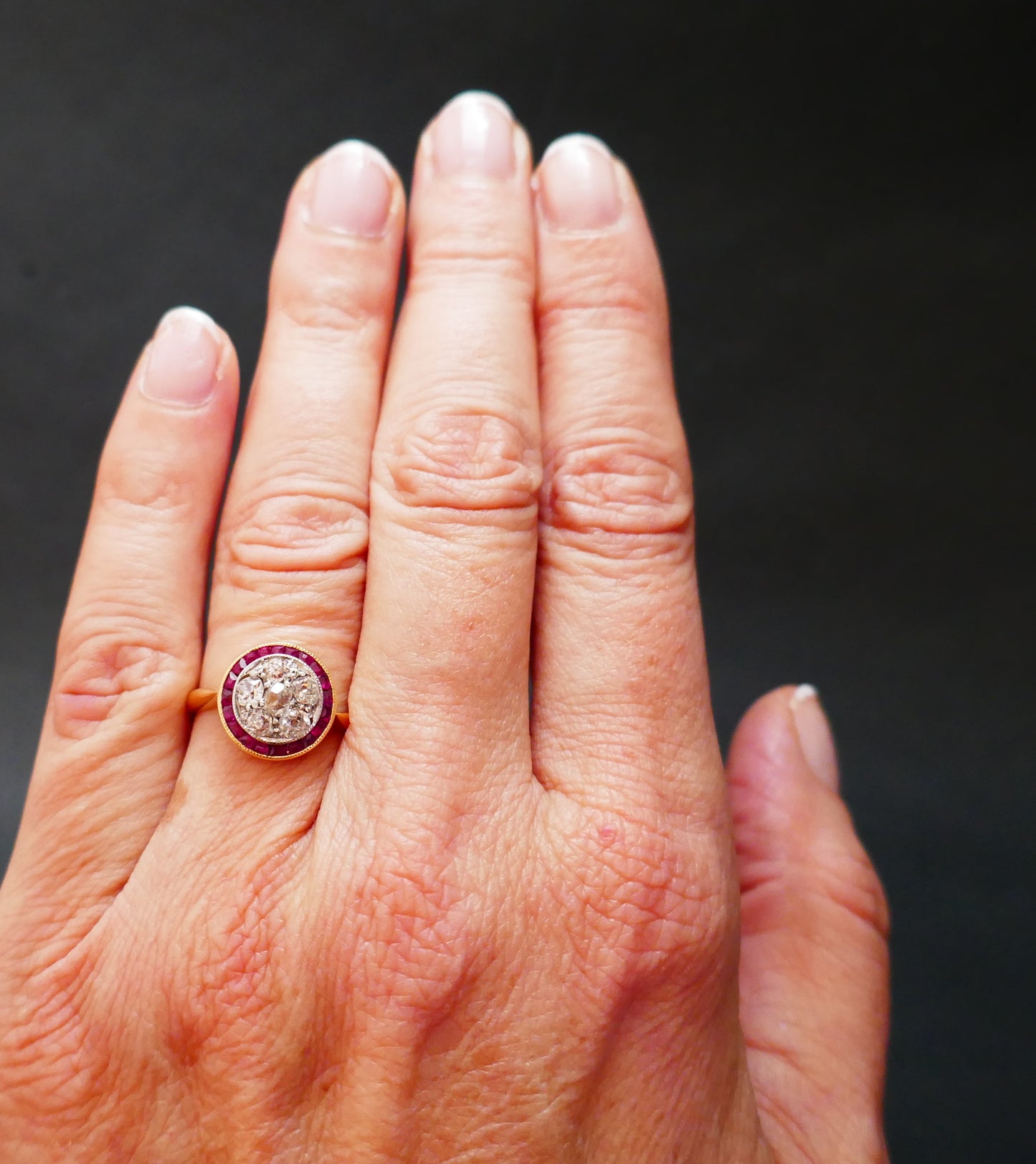 Bague Art Déco Diamants Et Rubis Calibrés, Or 18 Carats