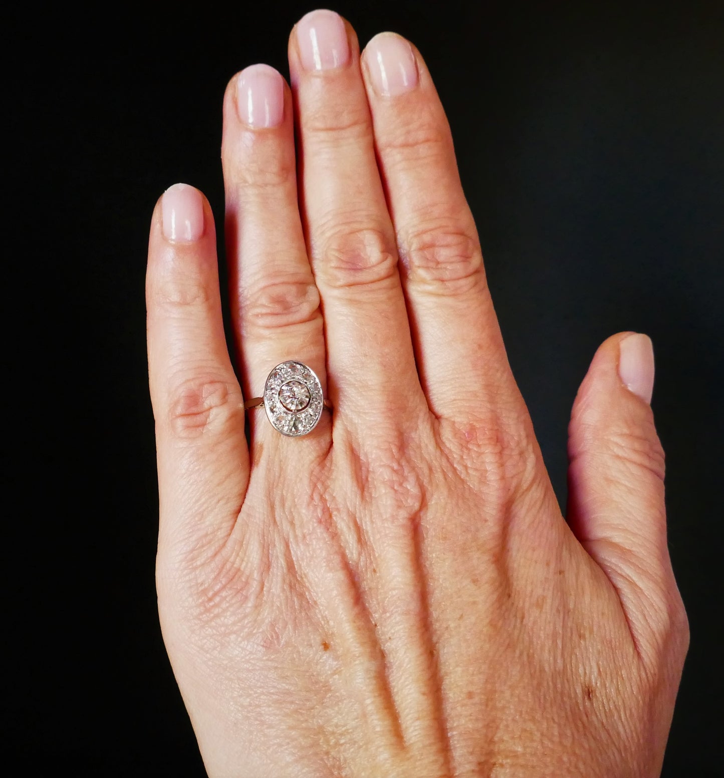 Bague Diamants, Or Blanc 18 Carats Et Platine