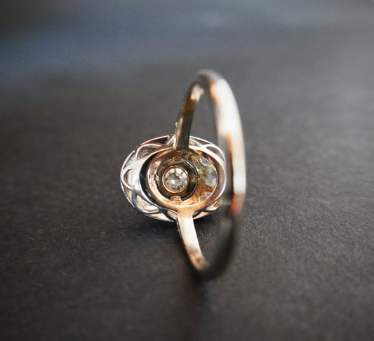 Bague Diamants, Or Blanc 18 Carats Et Platine