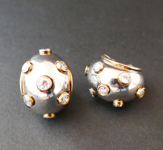 Boucles d'Oreilles Argent Et Pierres Blanches