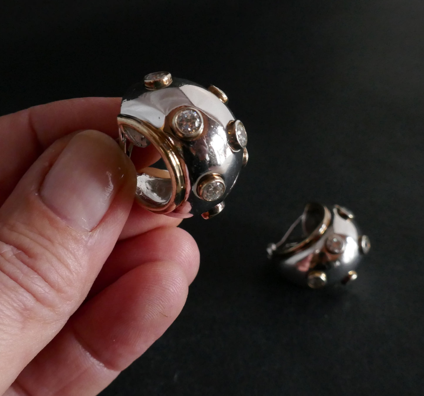 Boucles d'Oreilles Argent Et Pierres Blanches