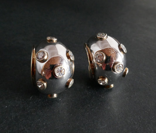 Boucles d'Oreilles Argent Et Pierres Blanches