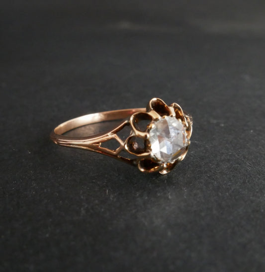 Bague Solitaire Diamant Taille Rose