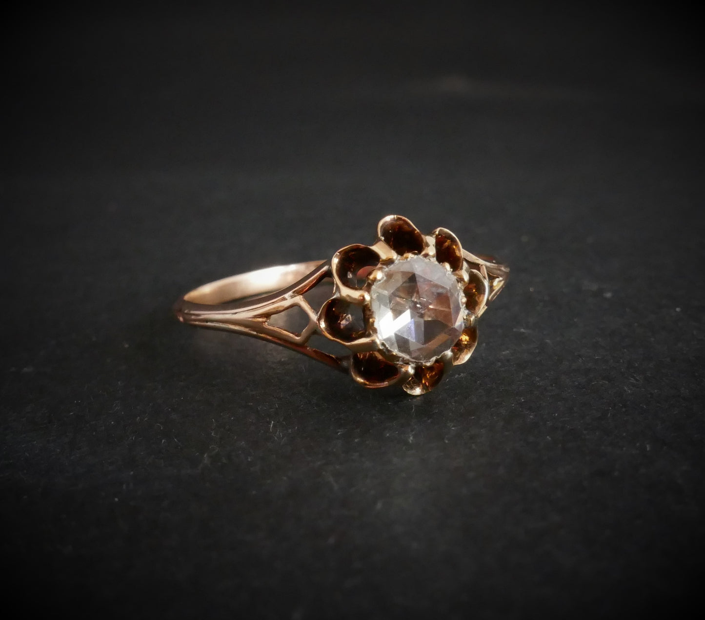 Bague Solitaire Diamant Taille Rose