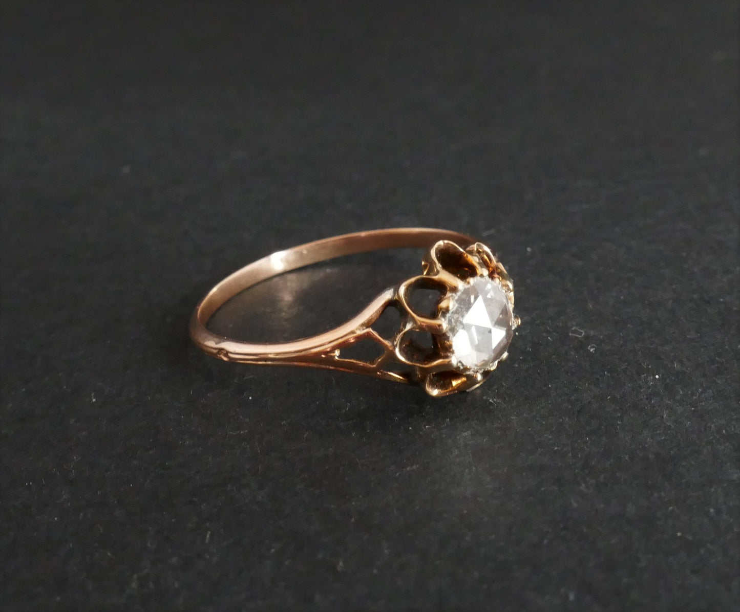 Bague Solitaire Diamant Taille Rose
