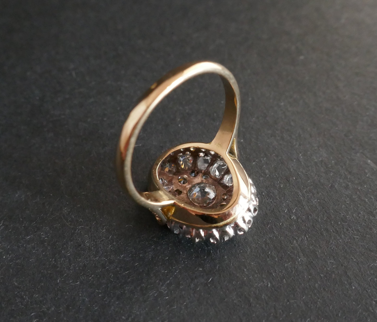 Bague Ancienne Sertie De Diamants, Or 18 Carats