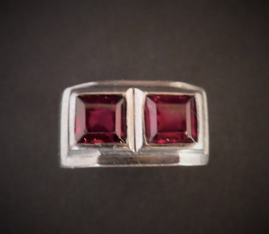 Bague Art Déco Grenats, Monture Argent