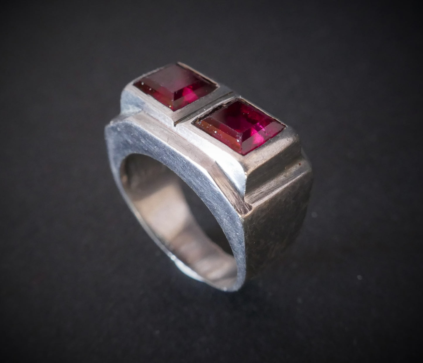 Bague Art Déco Grenats, Monture Argent