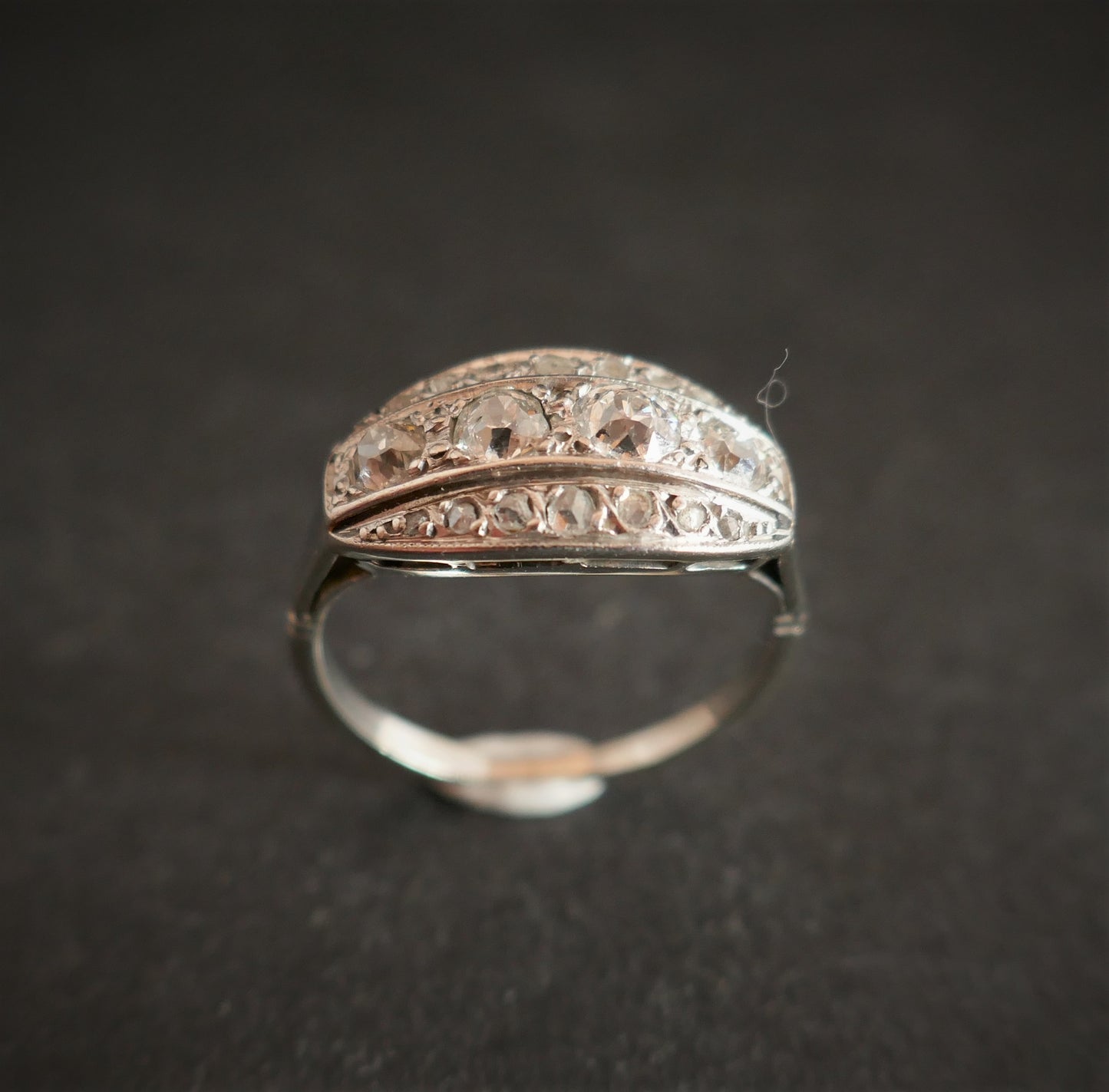 Bague Jarretière Diamants, Or Et Platine