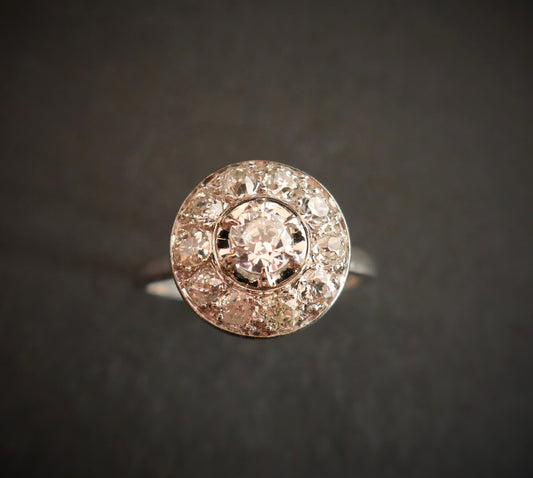 Bague Diamants, Platine. Art Déco