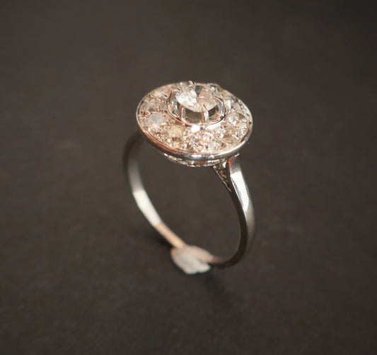 Bague Diamants, Platine. Art Déco
