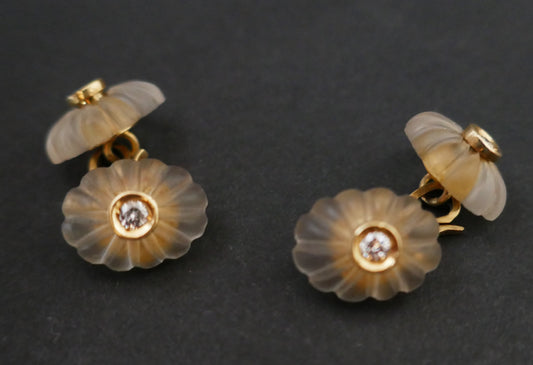 Boutons De Manchettes Cristal De Roche Et Diamants